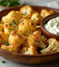 Rețetă Hipocalorică Conopidă la Cuptor în Stil Mediteranean cu Sos de Iaurt și Mirodenii