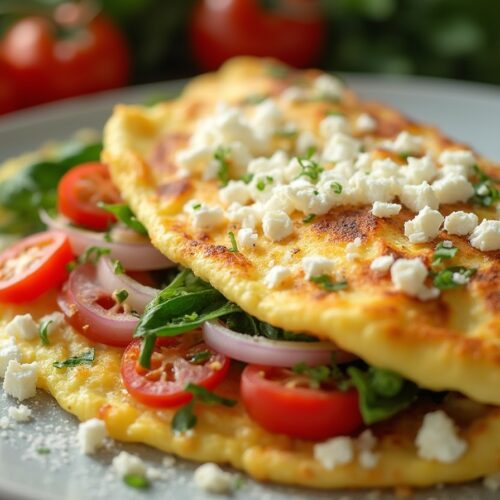 Rețetă Hipocalorica, Low-carb High-protein, Low-carb High-fat, Keto Omletă Mediteraneană cu Telemea Light și Legume