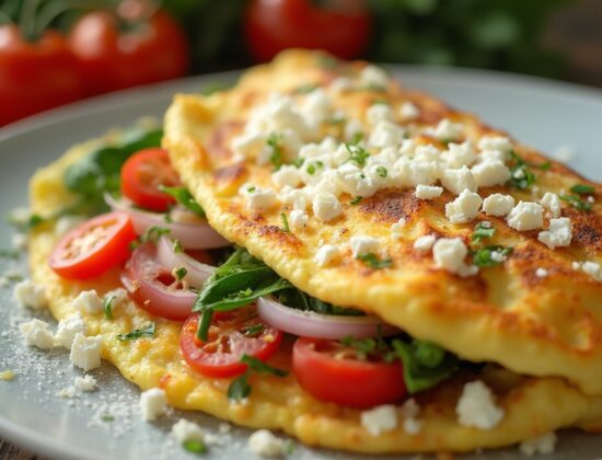 Rețetă Hipocalorica, Low-carb High-protein, Low-carb High-fat, Keto Omletă Mediteraneană cu Telemea Light și Legume