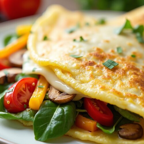 Rețetă Low-carb, High-fat, High-protein, Keto Omletă ușoară cu legume de primăvară și cașcaval light