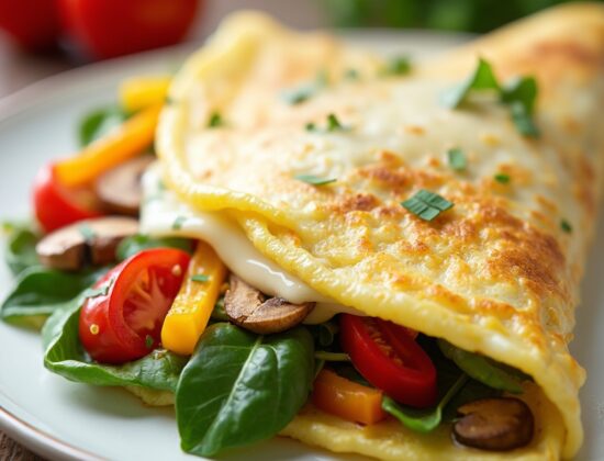 Rețetă Low-carb, High-fat, High-protein, Keto Omletă ușoară cu legume de primăvară și cașcaval light