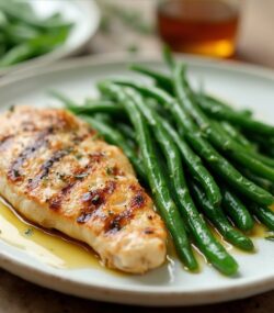 Rețetă Hipocalorică Piept de Pui la Grill cu Fasole Verde Sotată în Ulei de Măsline