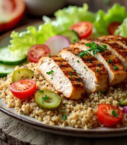 Rețetă Hipocalorică Salată cu Bulgur și Piept de Curcan la Gril