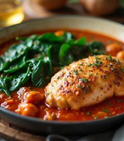 Rețetă Hipocalorică Tocăniță de Pui cu Spanac și Aromă Mediteraneeană