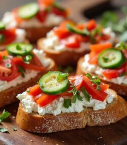 Rețetă Hipocalorica, IF, Low-carb, High-protein, Low-fat bruschete rustice cu brânză cottage, roșii și castraveți