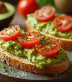 Rețetă Hipocalorica, Low-carb High-fat de Tartine cu Guacamole și Roșii Cherry pe Pâine Integrală