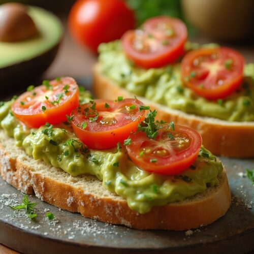 Rețetă Hipocalorica, Low-carb High-fat de Tartine cu Guacamole și Roșii Cherry pe Pâine Integrală