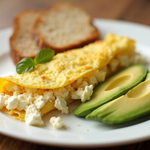 Rețetă hipocalorică și Keto omletă bio cu feta și avocado