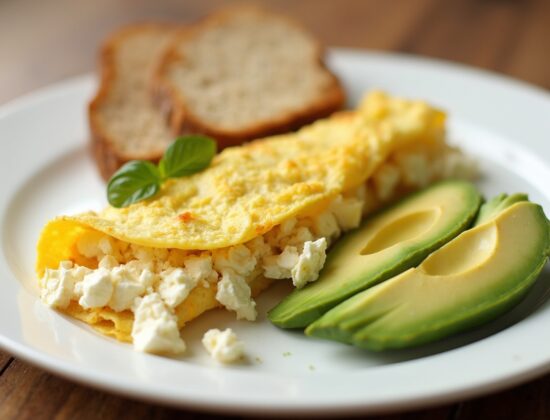 Rețetă hipocalorică și Keto omletă bio cu feta și avocado