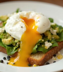 Rețeta Hipocalorica, Low-carb high-fat salată de avocado cu feta și ou poșat pe pâine graham