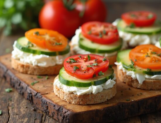 Rețetă Hipocalorica, IF, Low-carb, High-protein, Low-fat tartine cu brânză și duo de legume proaspete