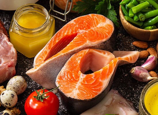 varietate de alimente sanatoase, bogate in proteine, slabe in carbohidrati