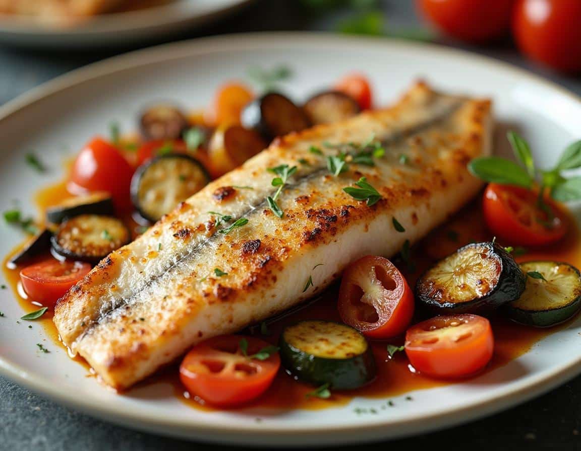 Rețetă de salată de macrou la cuptor cu legume mediteraneene