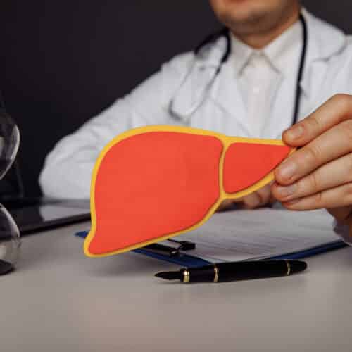 ciroza hepatica imagine cu o persoana care tine in maini o figura care infatiseaza un ficat