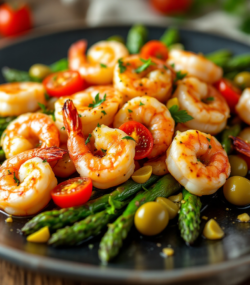 Rețetă south beach, hipocalorică creveți sote cu sparanghel și usturoi