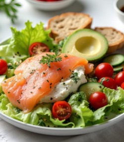 Rețetă ketogenică salată cu ricotta, somon și avocado