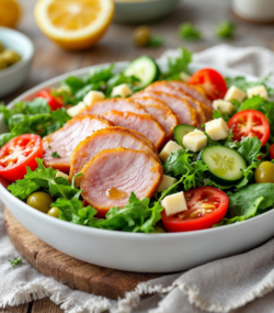 Rețetă hipocalorică salată verde cu telemea light, mușchi file și măsline verzi