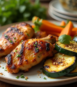 Rețetă paleo aripioare de pui în stil grecesc cu zucchini și vinete la grătar