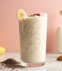 Rețetă hipocalorică smoothie cu iaurt, lapte de migdale și semințe de chia