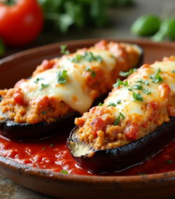 Rețetă south beach, low carb high protein vinete umplute cu piept de pui și mozzarella la cuptor