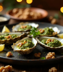 Rețetă hipocalorică stridii coapte cu pesto de pătrunjel și nuci pentru Valentine’s Day