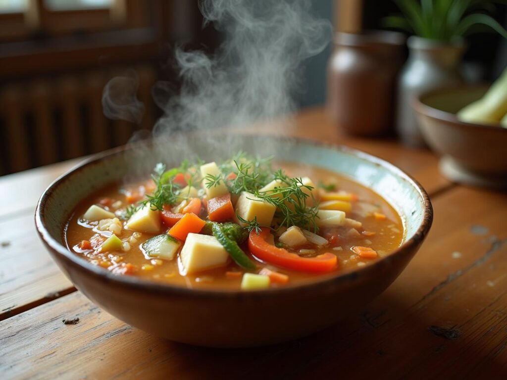 Rețetă vegana si vegetariana ciorbă de legume cu tofu