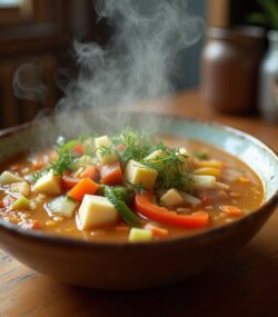 Rețetă vegana si vegetariana ciorbă de legume cu tofu