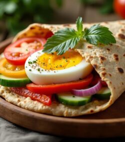 Rețetă hipocalorică lipie integrală cu humus și legume