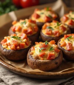 Rețetă hipocalorică ciuperci umplute cu mușchiuleț și mozzarella light