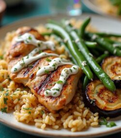 Rețetă hipocalorică orez aromatic cu piept de pui și vinete la grătar