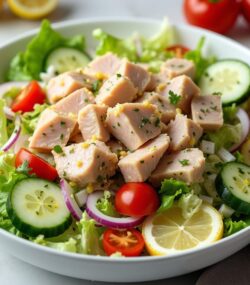 Rețetă hipocalorică salată de legume proaspete cu ton și lămâie