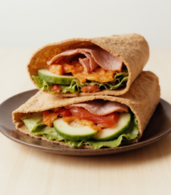 rețeta Wrap cu brânză tartinabilă, mezel slab și legume