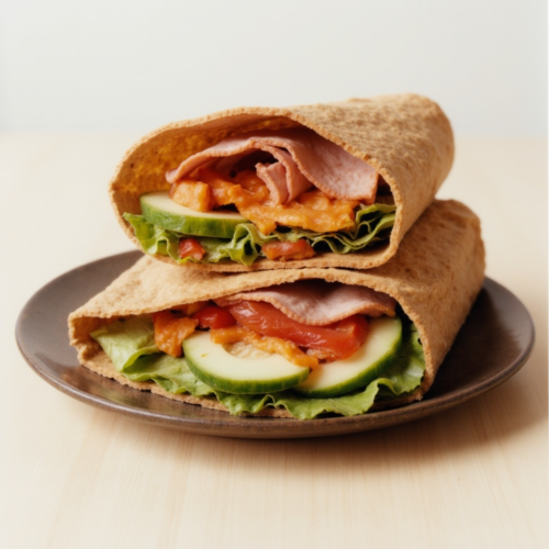 rețeta Wrap cu brânză tartinabilă, mezel slab și legume