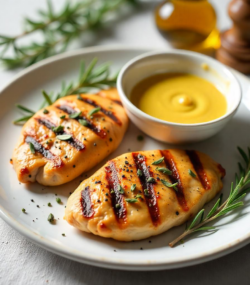 Rețetă Piept de Pui la Grătar cu Condimente Mediteraneene și Sos de Muștar Dijon