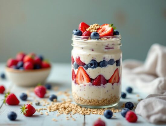 Rețetă hipocalorica de post intermitent parfait cu kefir, ovăz, semințe și fructe de pădure