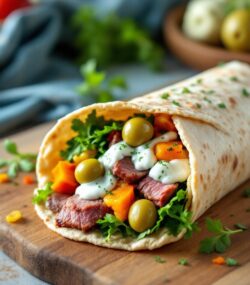 Rețeta hipocalorica wrap cu vită și iaurt, cu legume