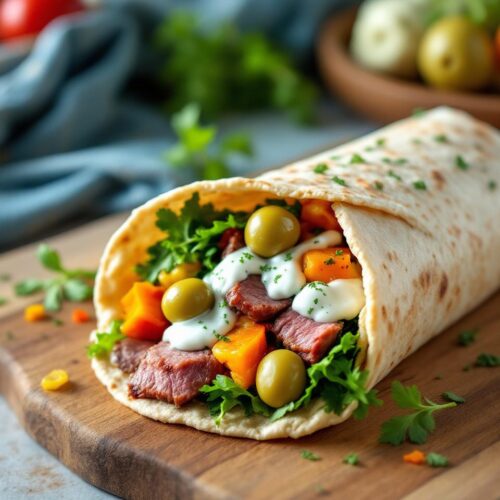 Rețeta hipocalorica wrap cu vită și iaurt, cu legume