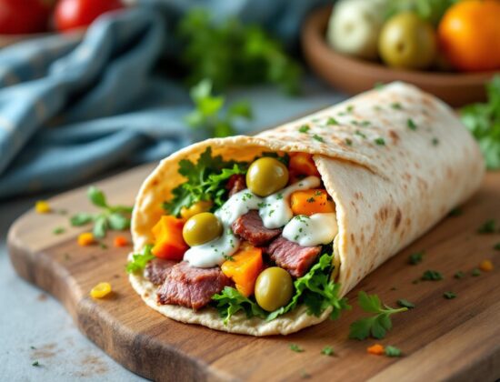 Rețeta hipocalorica wrap cu vită și iaurt, cu legume