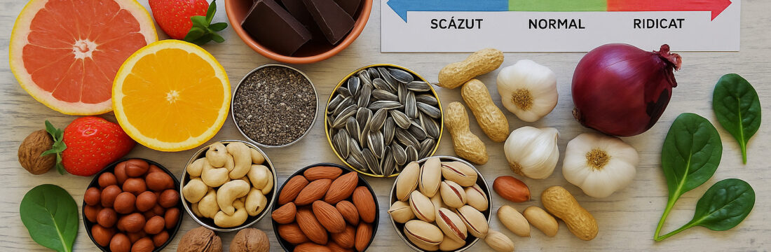 O imagine cu un grafic arătând care sunt alimentele care scad sau cresc cortizolul.