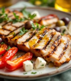 rețetă hipocalorica platou mediteranean cu curcan, ardei copți și măsline