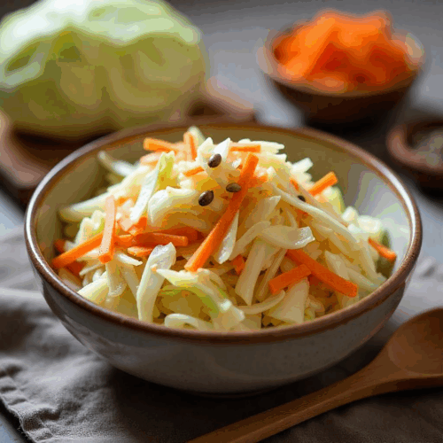 Rețeta salată caldă de varză cu morcov și chimen