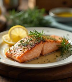 Rețetă low carb Somon la Cuptor cu Crustă de Mărar și Lămâie