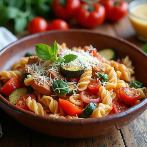 Rețeta hipocalorică bol de paste integrale cu ton și legume sotate