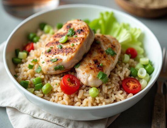 Rețeta hipocalorică orez brun cu legume și pulpă de pui la grătar