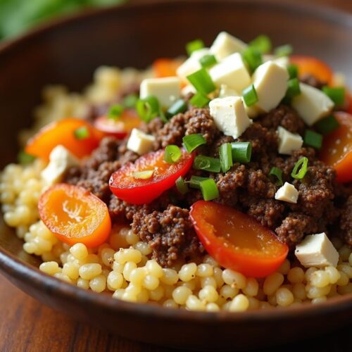 Rețeta hipocalorică salată caldă cu cuscus și vită