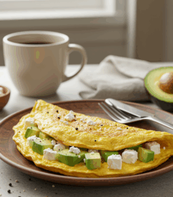 Rețeta Omletă keto cu avocado și brânză feta