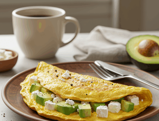 Rețeta Omletă keto cu avocado și brânză feta