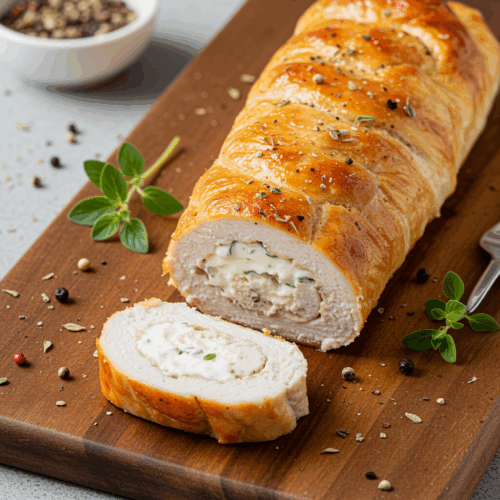 Rețeta Ruladă Dukan din piept de pui cu cremă de iaurt 0%