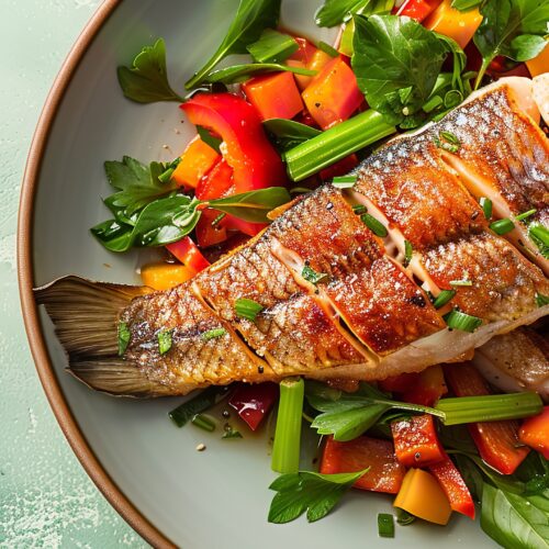 peste slab cu legume, mancare de dieta cerin