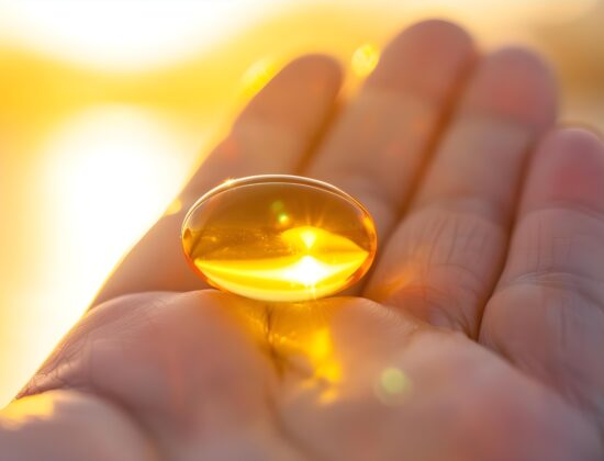 mana cu un supliment de vitamina D si soarele in spate